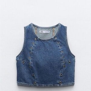Zara Indigo Denim Sleeveless Top